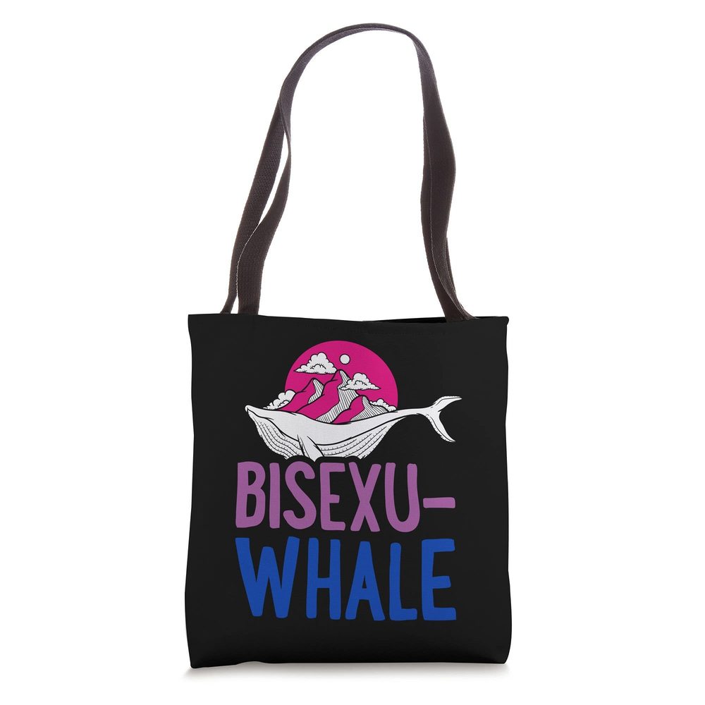 Bisexu Whale Bisexual Ocean Mountain Bi Pride Aesthetic Tote Bag c: